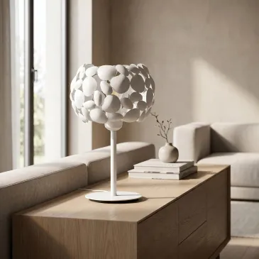 Lampada da Tavolo Design moderna Adatta per soggiorno e camera Disponibile in bianco o cromo E27