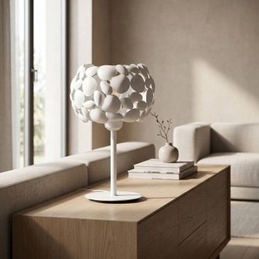 Lampe de table moderne, blanche ou chromée, ampoule E27 | Mondialshop