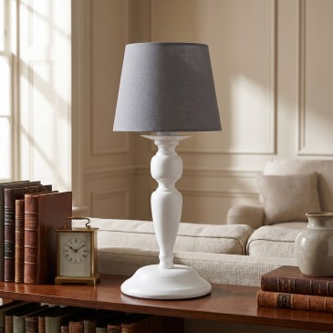 Klassische Tischleuchte in Weiß und Grau | Mondialshop