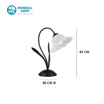 Lume da Tavolo Metallo Ruggine e Vetro E14 | Mondialshop
