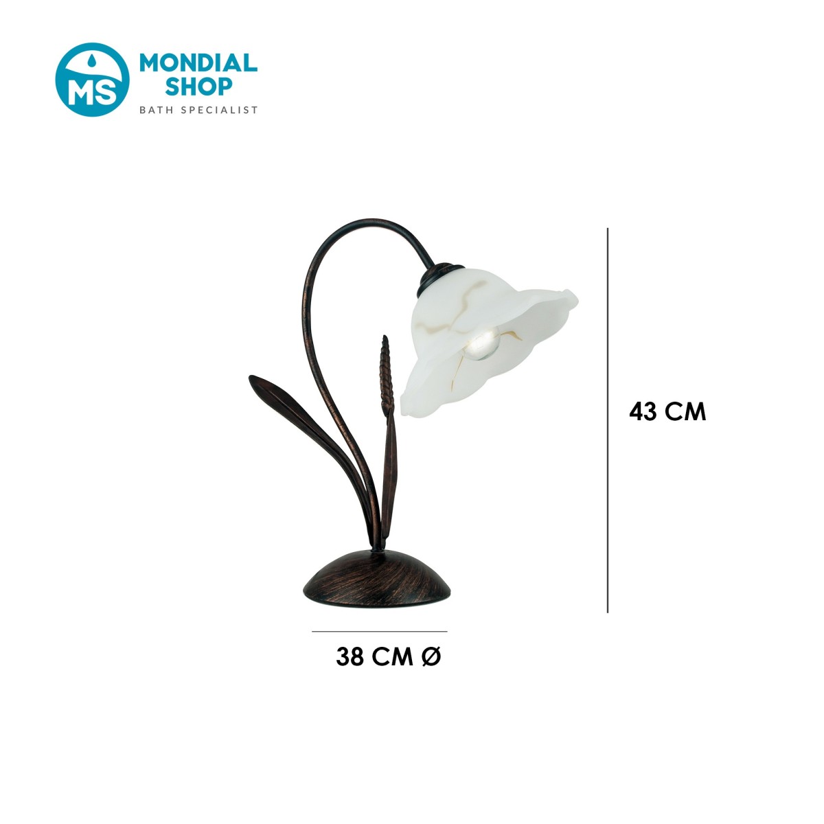 Lume da Tavolo Metallo Ruggine e Vetro E14 | Mondialshop
