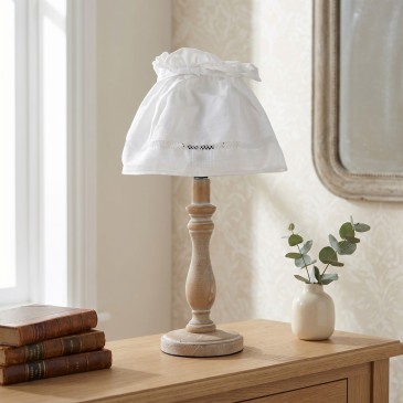 Lampada da Tavolo Classica Adatta per soggiorno e camera Corpo in legno e paralume in tessuto bianco E14