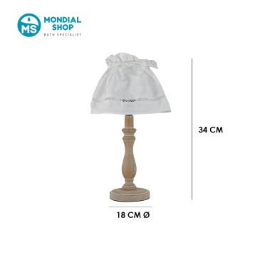 Lampe de table E14 en bois et tissu | Mondialshop