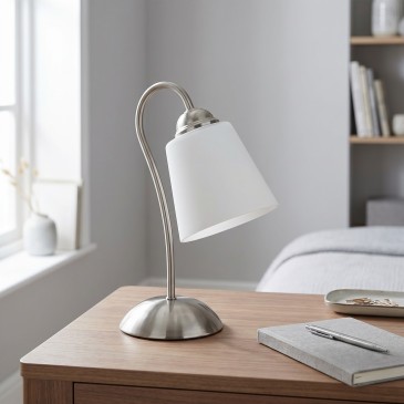 Lampada da Tavolo moderna Disponibile in nichel o oro Design minimal Lume adatto per camere e uffici E14