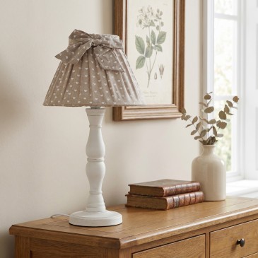 Lampe de table Cin en bois et tissu beige | Mondialshop