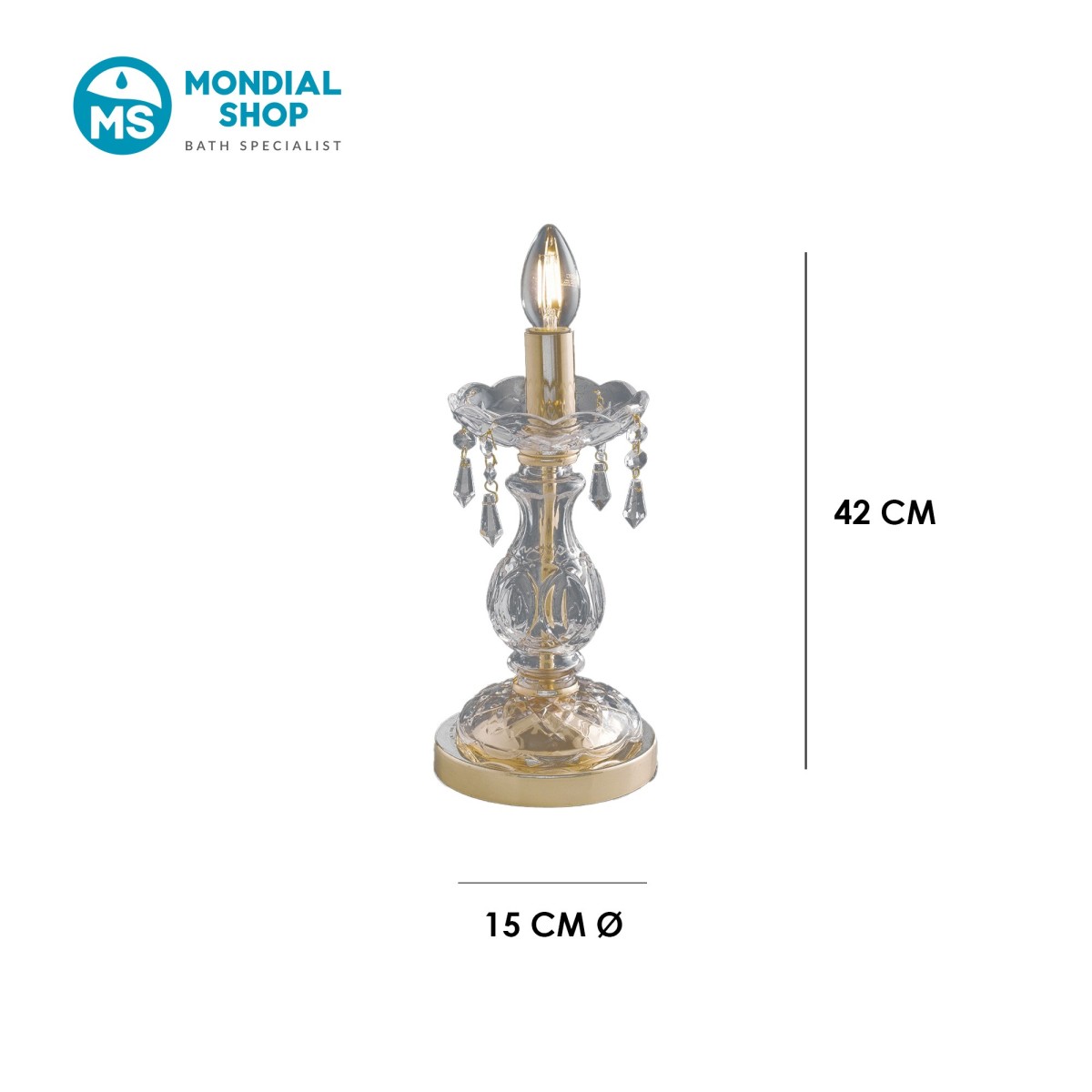 Lampe de table K9 en cristal et or | Mondialshop