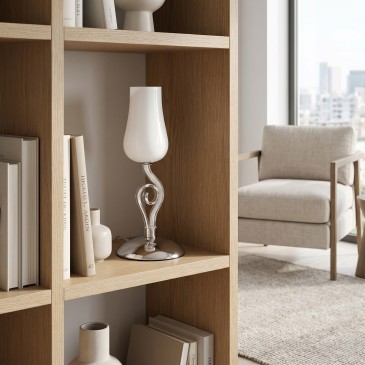Lampe de table à motif floral blanc | Mondialshop