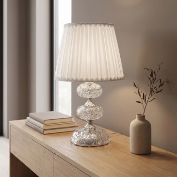 Lampe de table E14 en cristal et chrome | Mondialshop