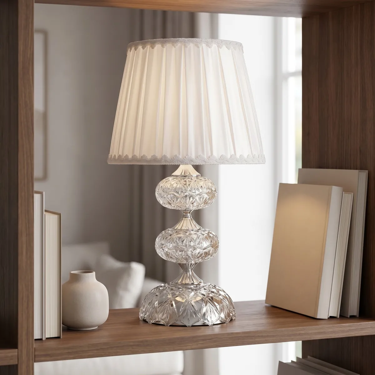 Lampe de table E14 en cristal et chrome | Mondialshop