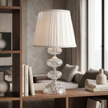 Lampe de table élégante en chrome et cristal | Mondialshop