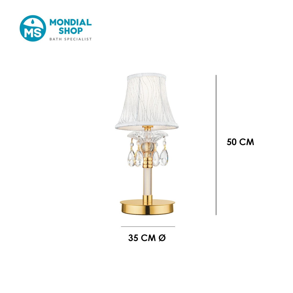 Lampe de table élégante en or et cristal K9 | Mondialshop