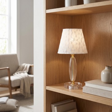 Lumetto da Tavolo Classico Con struttura in cristallo e finiture oro Adatto a camere e salotti Disponibile in 2 dimensioni E27