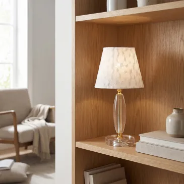 Lumetto da Tavolo Classico Con struttura in cristallo e finiture oro Adatto a camere e salotti Disponibile in 2 dimensioni E27