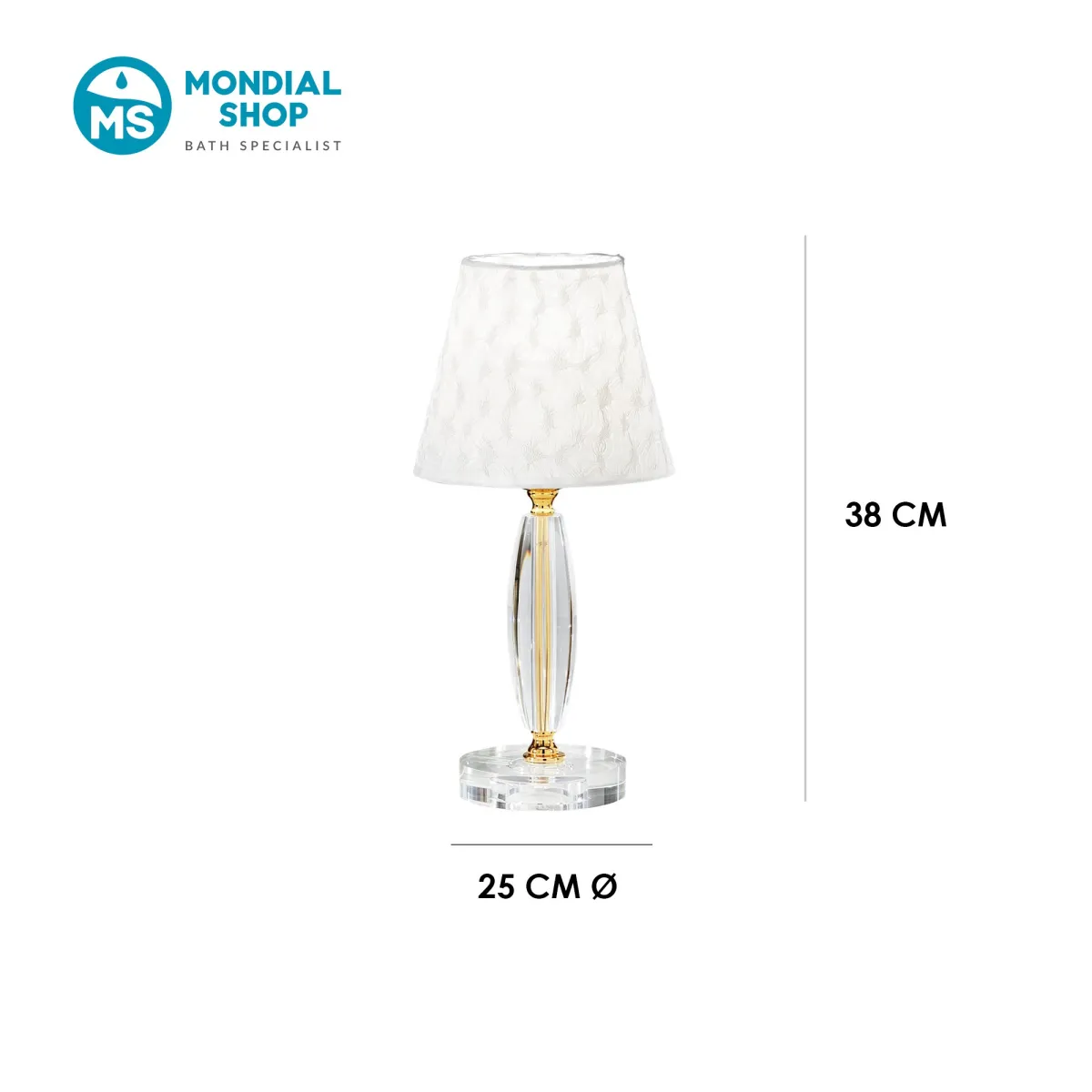 Lampe de table classique en cristal et tissu | Mondialshop