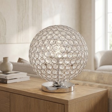 Lampada da Tavolo Elegante Adatta per soggiorno e camera Design sferico con cristalli K9 3XG9