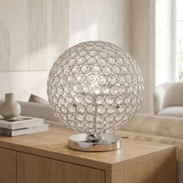 Lampe de table sphérique ornée de cristaux K9 | Mondialshop