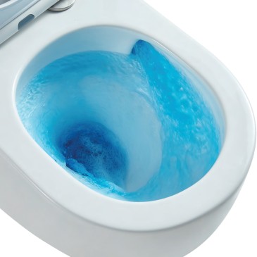 Randlose, wandhängende Sanitärkeramik und Moon Cyclonic Spül-Bidet