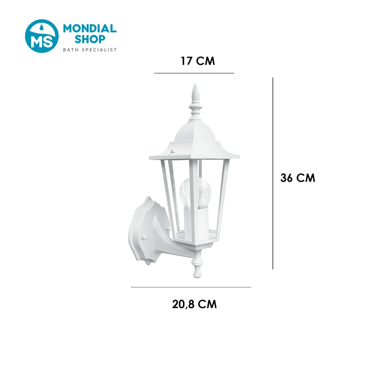 Scheda tecnica lampada da esterno MILANO AP1A bianca