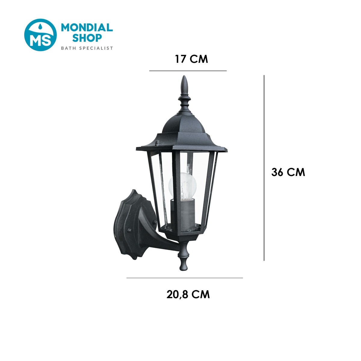 Scheda tecnica lampada da esterno MILANO AP1A nera