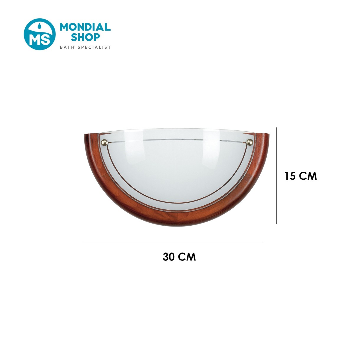 Applique murale Lunette en verre blanc et bois, E27 |...