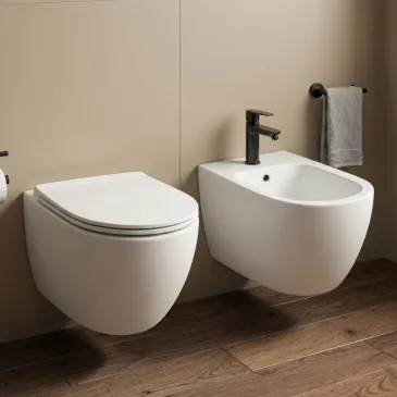Sanitari Sospesi bianco opaco Wc E Bidet scarico ciclonico MOON