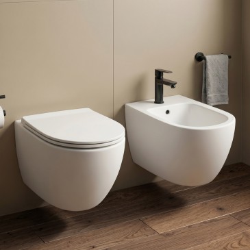 Appareils sanitaires suspendus sans rebord et bidet à chasse d'eau cyclonique Moon