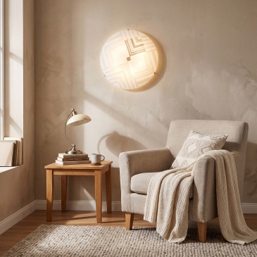 Weiße Glas-Deckenleuchte mit Pfeilverzierung, E27 | Mondialshop