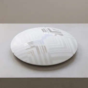 Plafonnier en verre blanc avec décoration flèche, E27 | Mondialshop
