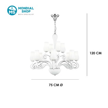 12-armiger Kronleuchter aus mundgeblasenem Glas, E14 | Mondialshop