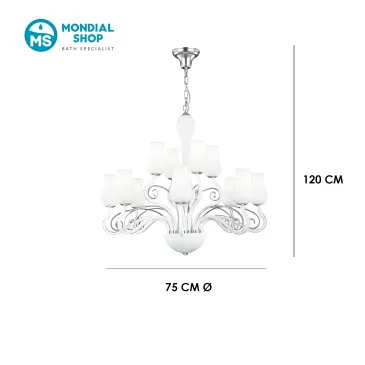 Lustre en verre soufflé à 12 bras E14 | Mondialshop