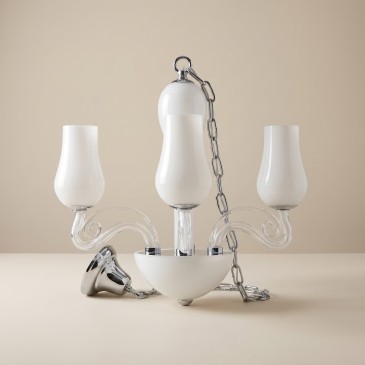 Hängeleuchte aus mundgeblasenem Glas mit Schirm, E14 | Mondialshop