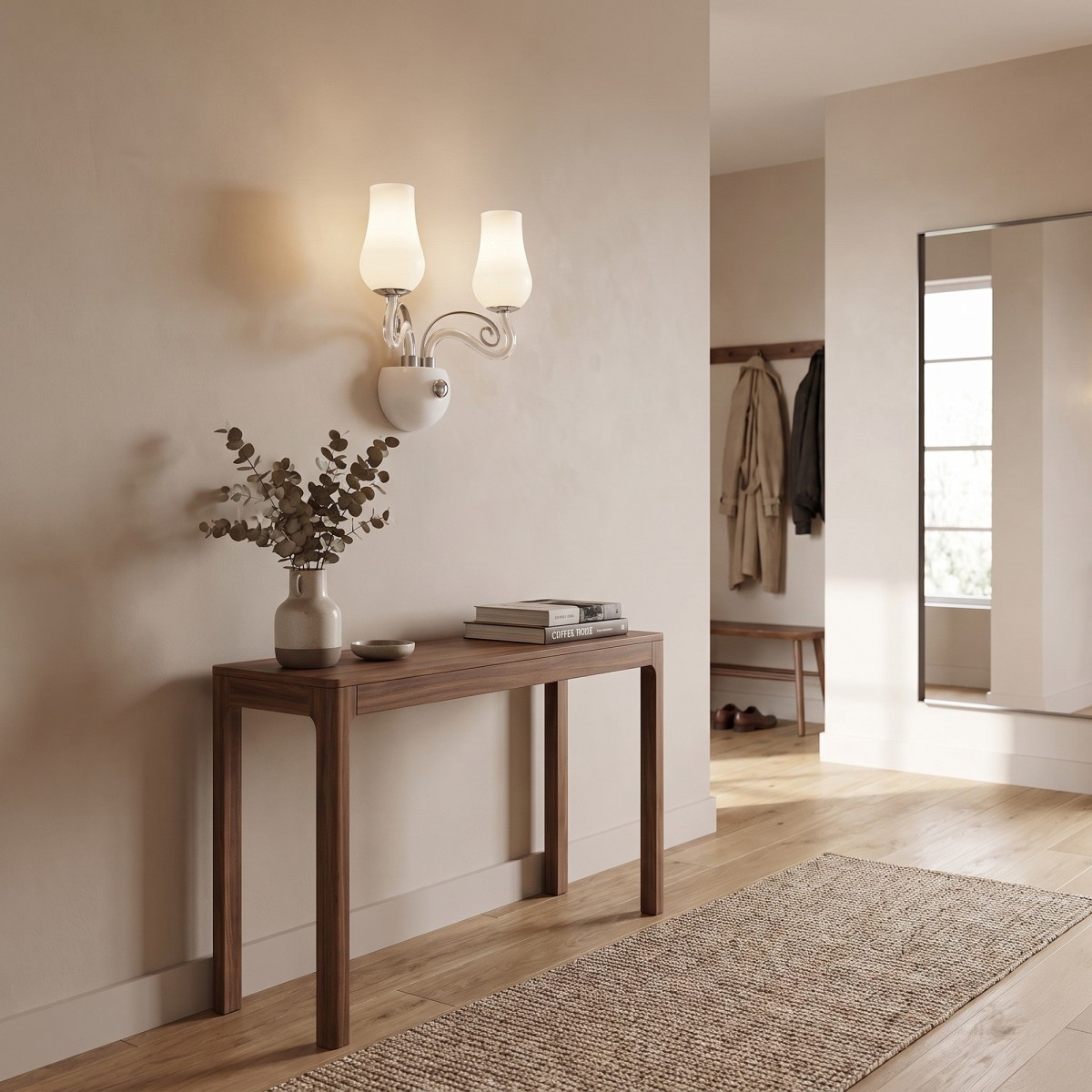 Applique murale en verre et chrome poli | Mondialshop