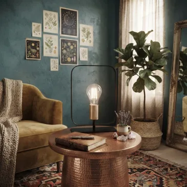 Lampe de table blanche et nickelée | Mondialshop