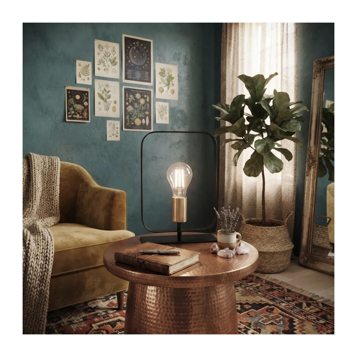 Lampe de table blanche et nickelée | Mondialshop