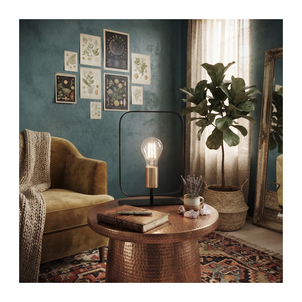 Lampe de table blanche et nickelée | Mondialshop