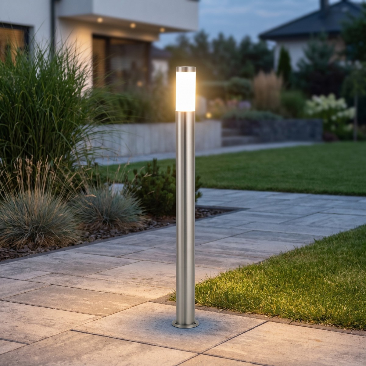 Borne lumineuse extérieure E27 en nickel satiné |...