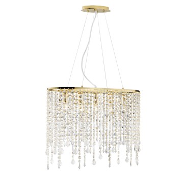 Lustre ovale à cinq lumières avec cristaux K9 | Mondialshop