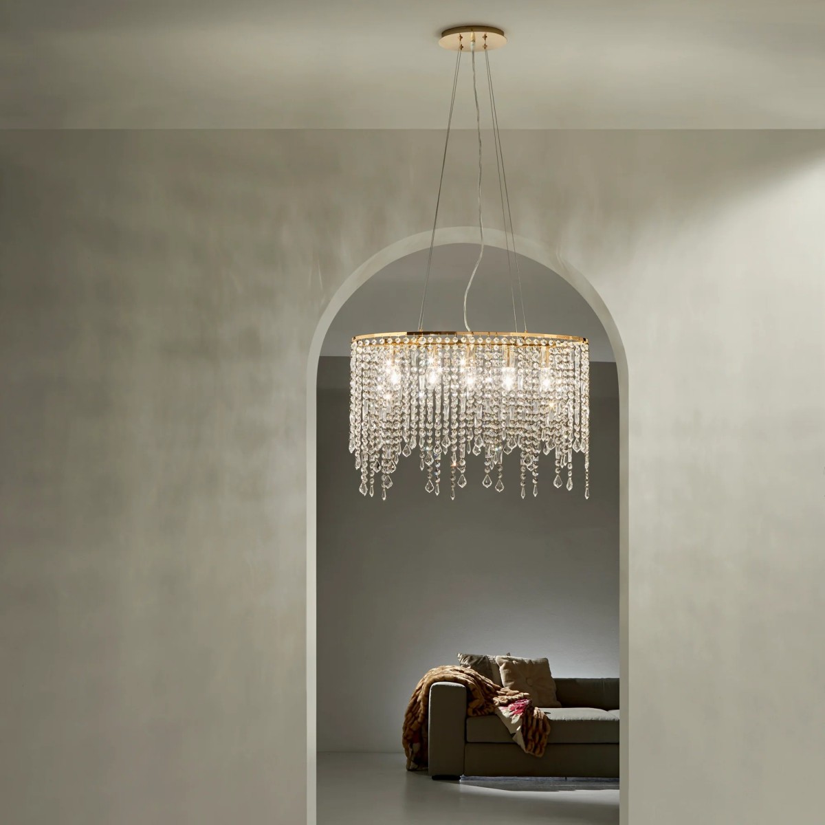 Lampadario Ovale a 5 Luci con Cristalli K9 | Mondialshop