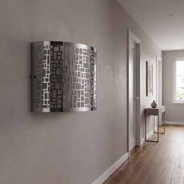 E14 Stahl-Wandleuchte mit eingravierten geometrischen Formen | Mondialshop