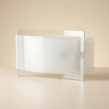 Applique Moderna in Vetro Bianco Rigato E27