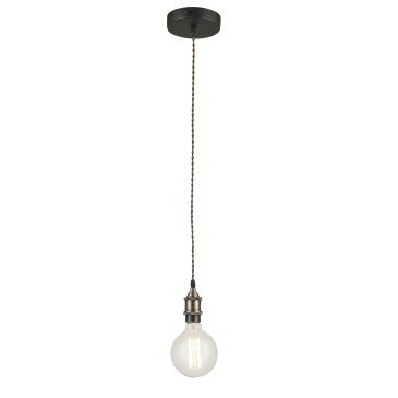 Lustre rustique vintage avec câble en tissu | Mondialshop