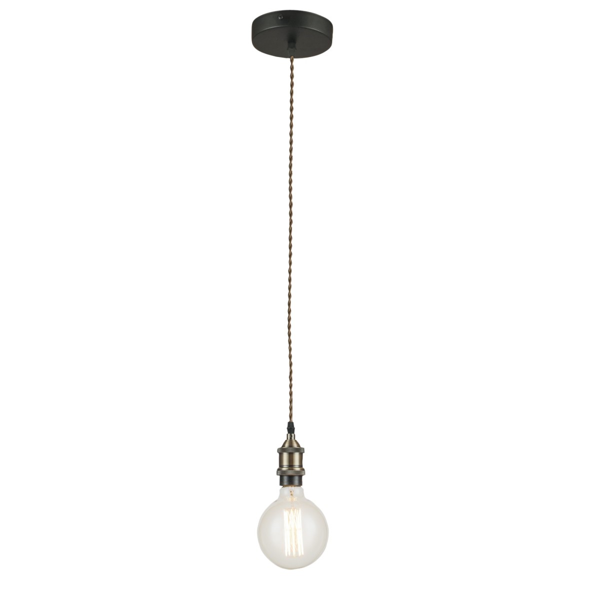 Lustre rustique vintage avec câble en tissu | Mondialshop