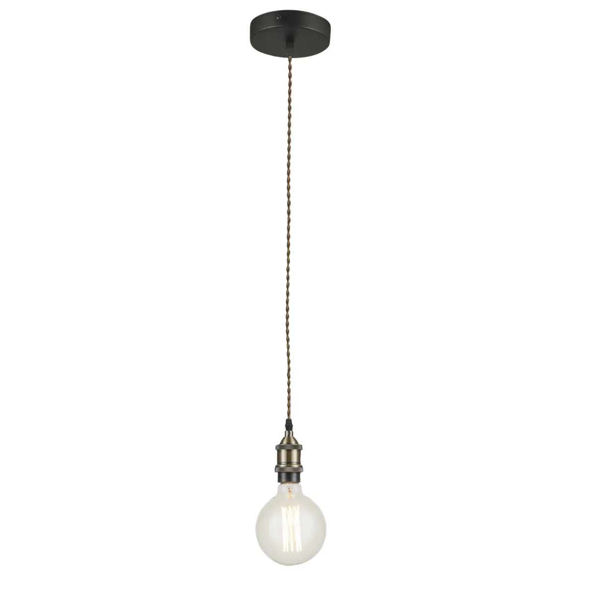 Lustre rustique vintage avec câble en tissu | Mondialshop