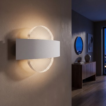 Applique da parete per interno a led 10W bianca ALWAYS. Punto luce moderno di forma circolare in metallo e acrilico