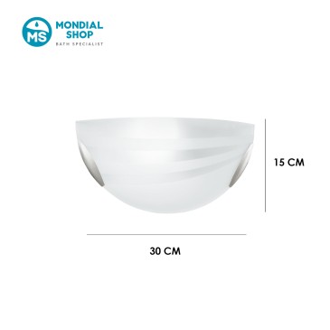 Applique murale demi-lune en verre satiné avec ampoule E27 | Mondialshop