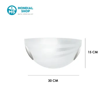 Applique murale demi-lune en verre satiné avec ampoule E27 | Mondialshop