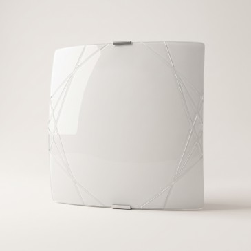 Quadratische Wandleuchte mit glänzend weißem Glas und E27-Glühbirne | Mondialshop