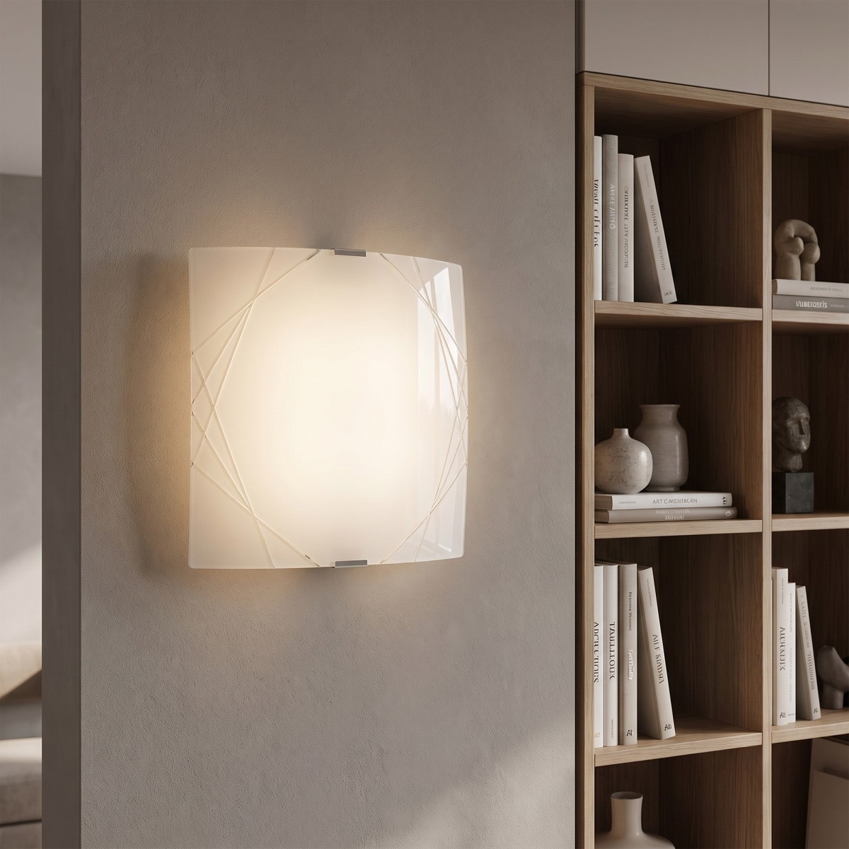 Applique Quadrata Vetro Bianco Lucido E27 | Mondialshop