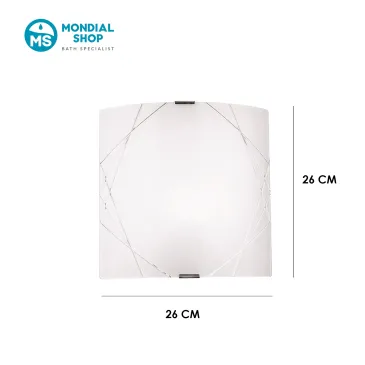 Quadratische Wandleuchte mit glänzend weißem Glas und E27-Glühbirne | Mondialshop