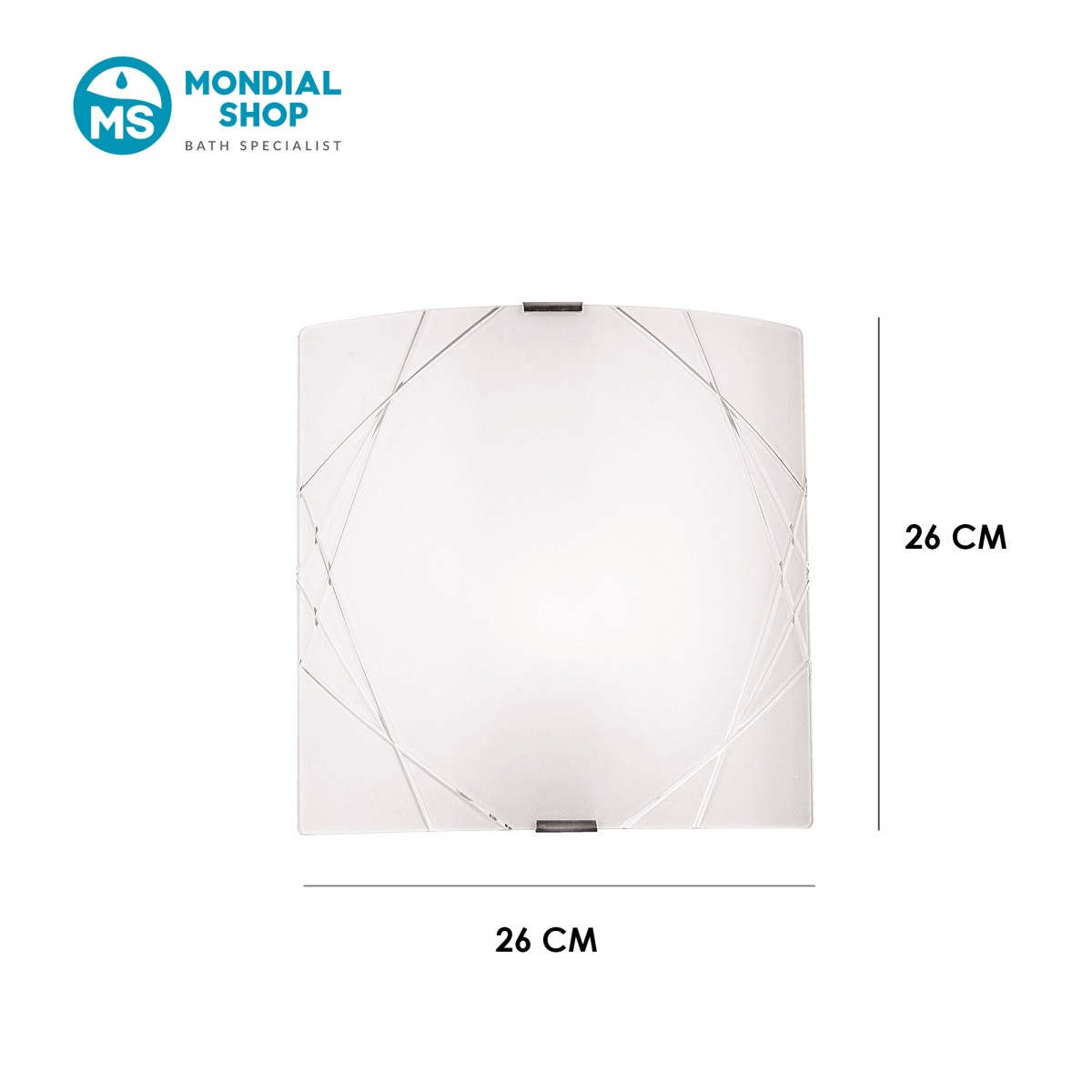 Applique Quadrata Vetro Bianco Lucido E27 | Mondialshop